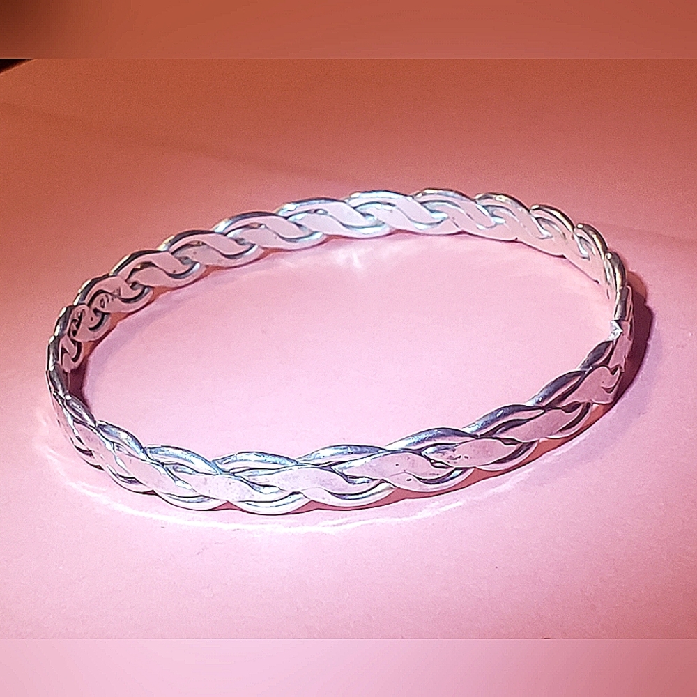 Vintage 925 sterling silver braided bangle